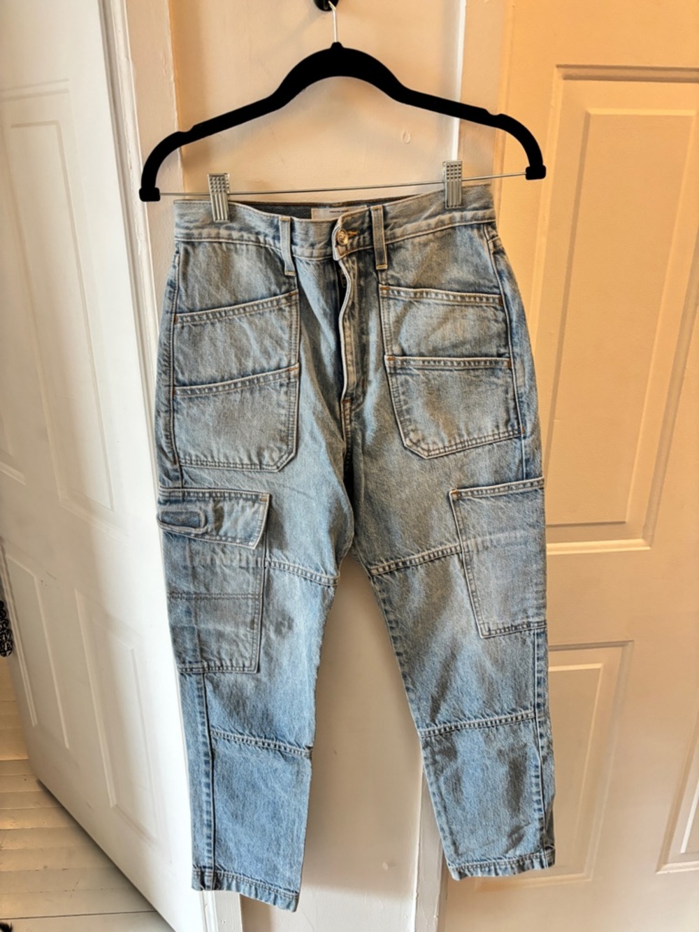 SLVRLAKE Light Blue Boyfriend Patch-Pocket Jeans